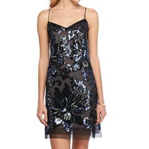 Maia Blue and Black Sequined Cocktail Dress  size 6